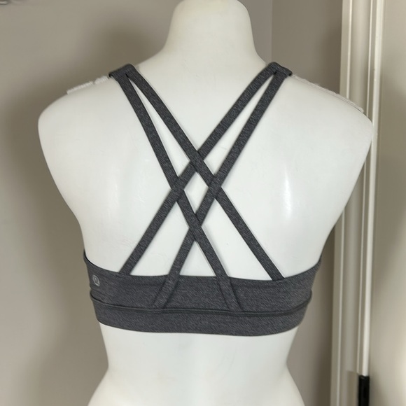 Lululemon Energy Bra High Neck Grey Lycra Lightweight Sz 8 - Picture 1 of 8